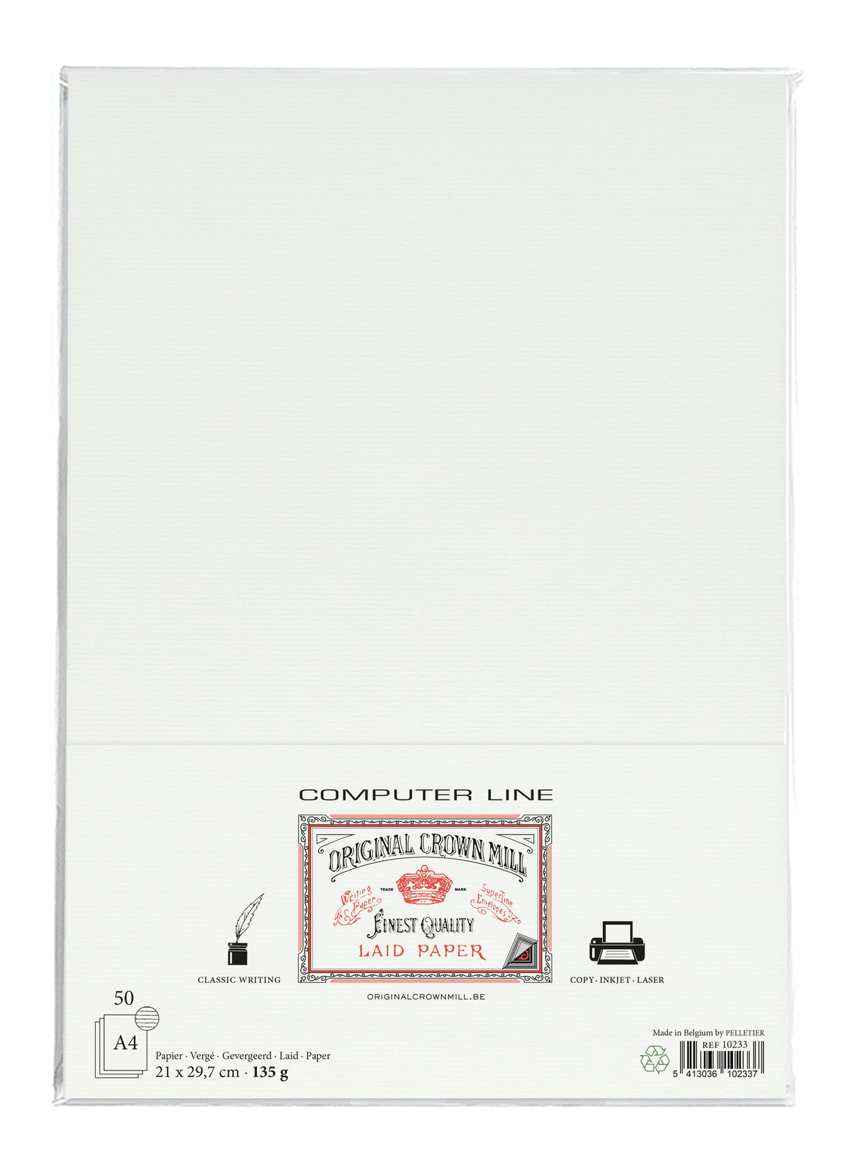 50 feuilles ORIGINAL CROWN MILL Papier Vergé - A4 - 135 g/m² - Blanc - 5413036102337
