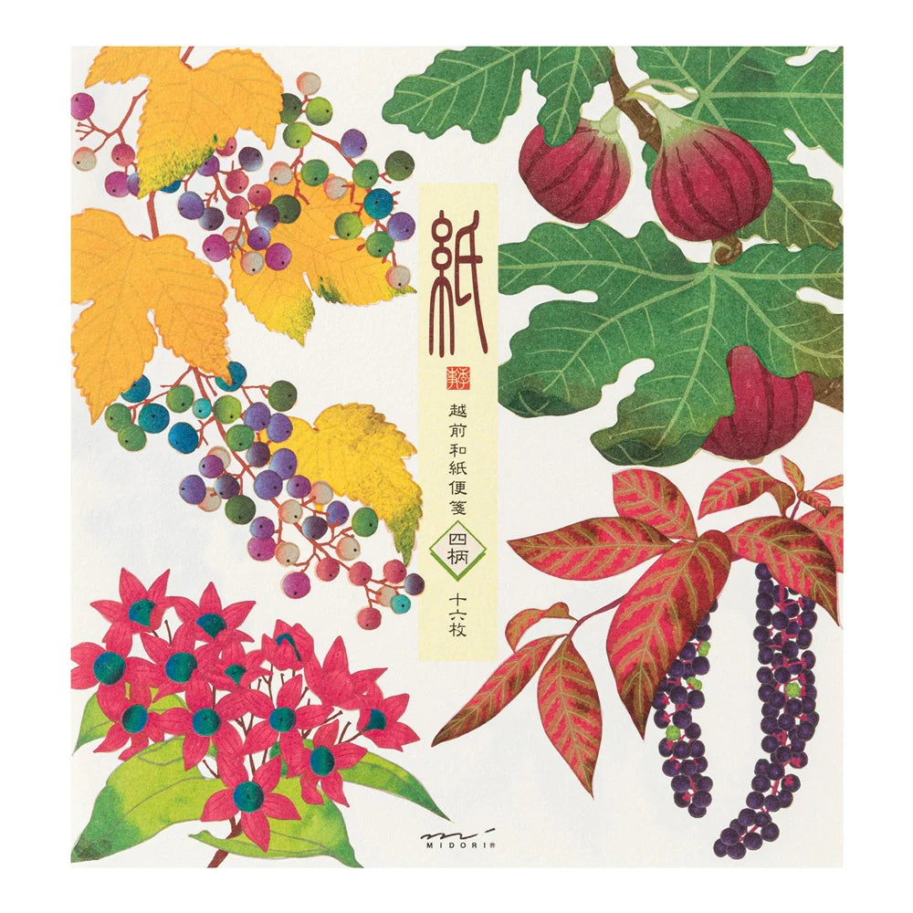 Papier à lettres MIDORI washi - 177 x 168 mm - Fruits d’automne