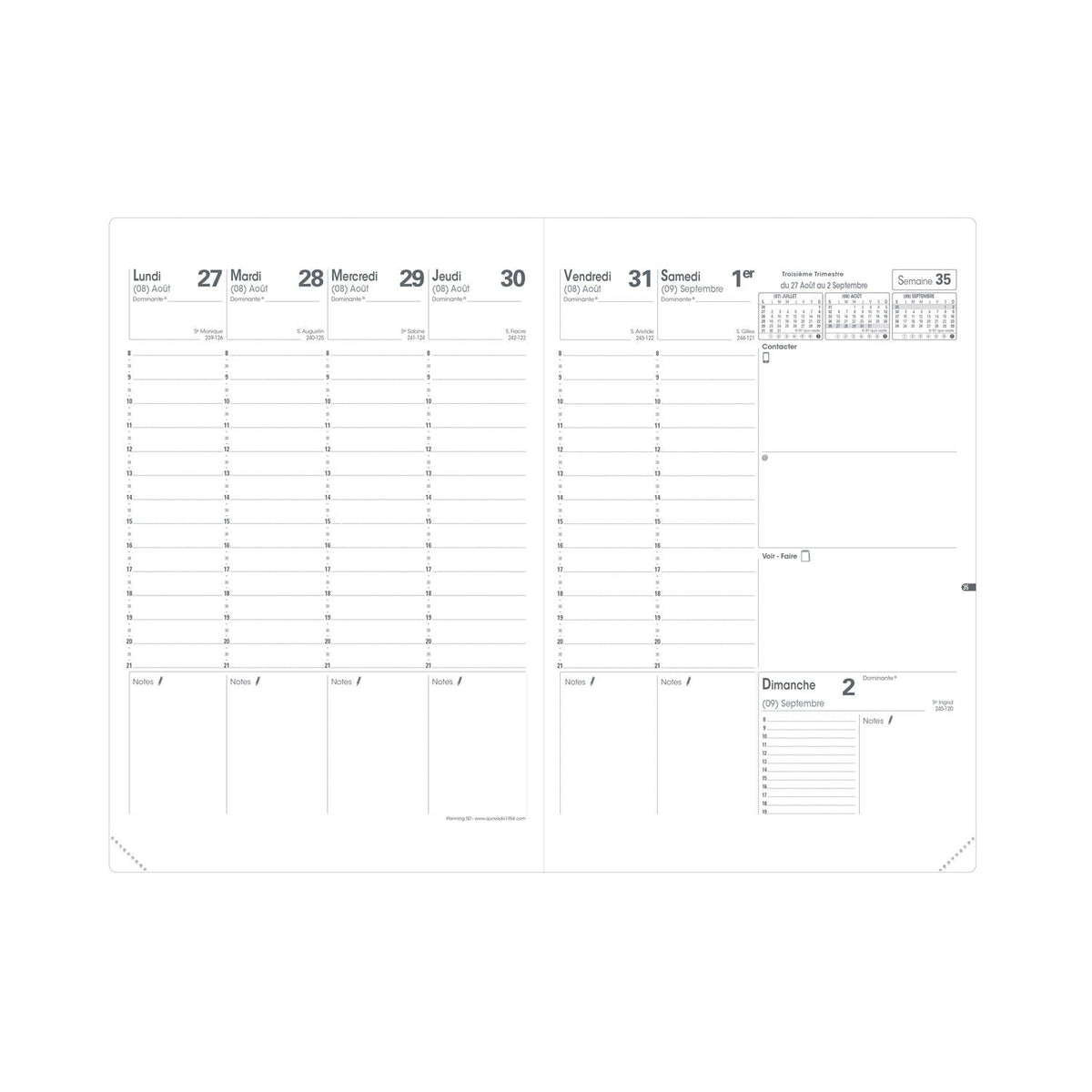 Agenda 2024-2025 QUO VADIS Planning SD Impala - 1 semaine sur 2 pages - 18 x 24 cm - Bleu océan - 3371010481903
