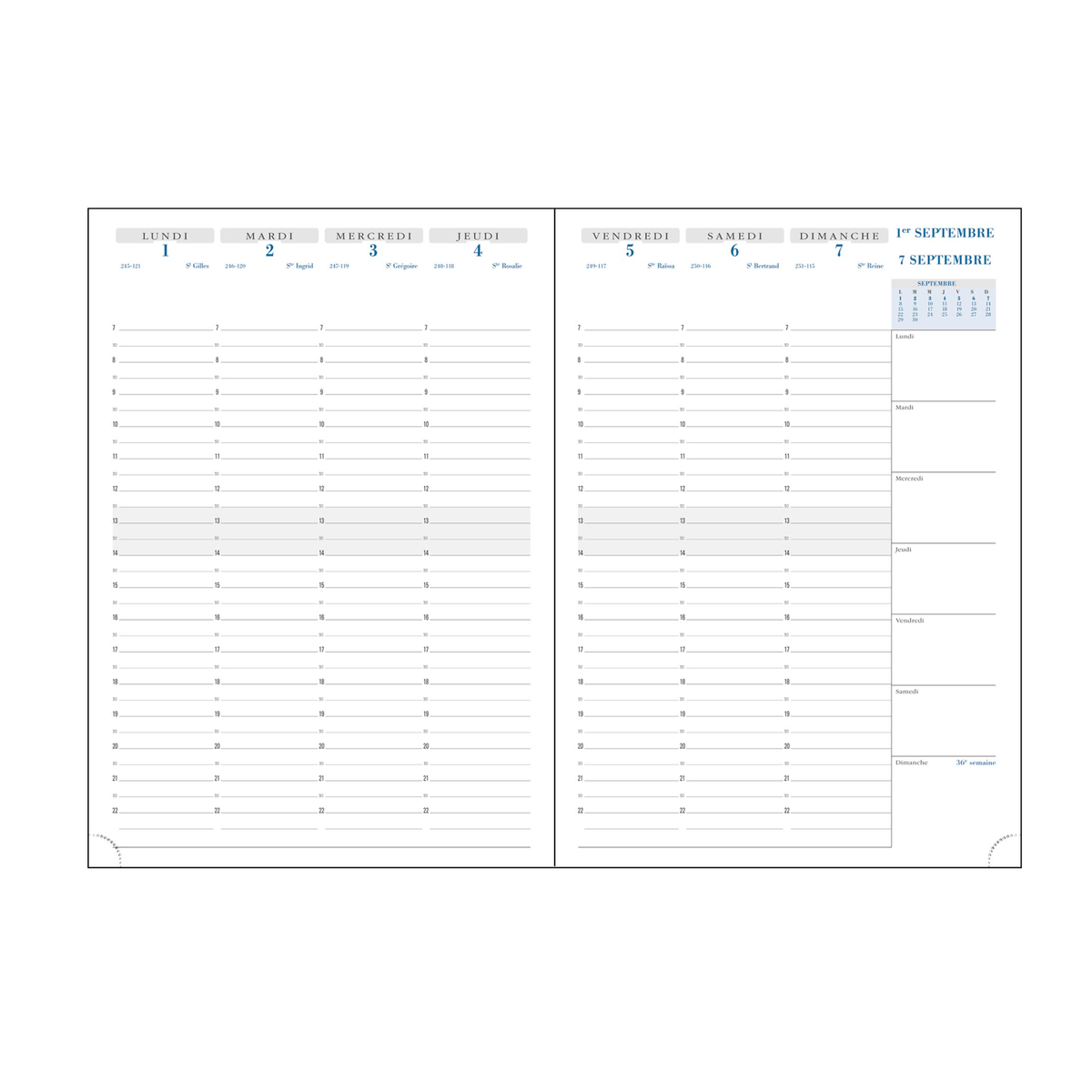 Agenda 2025 - 2026 EXACOMPTA SAD 29 - 21 x 29,7 cm - 1 semaine sur 2 pages - Orientation verticale - Vérone bleu -