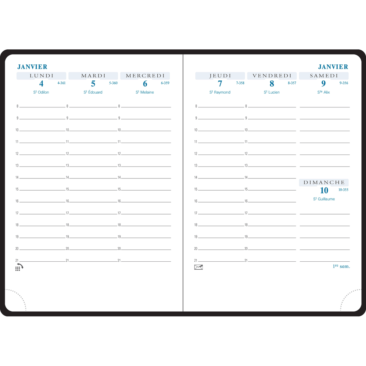 Agenda 2025 - 2026 EXACOMPTA SAS 13 - 9 x 13 cm - 1 semaine sur 2 pages - Orientation verticale - Winner bleu marine - 3660942000222