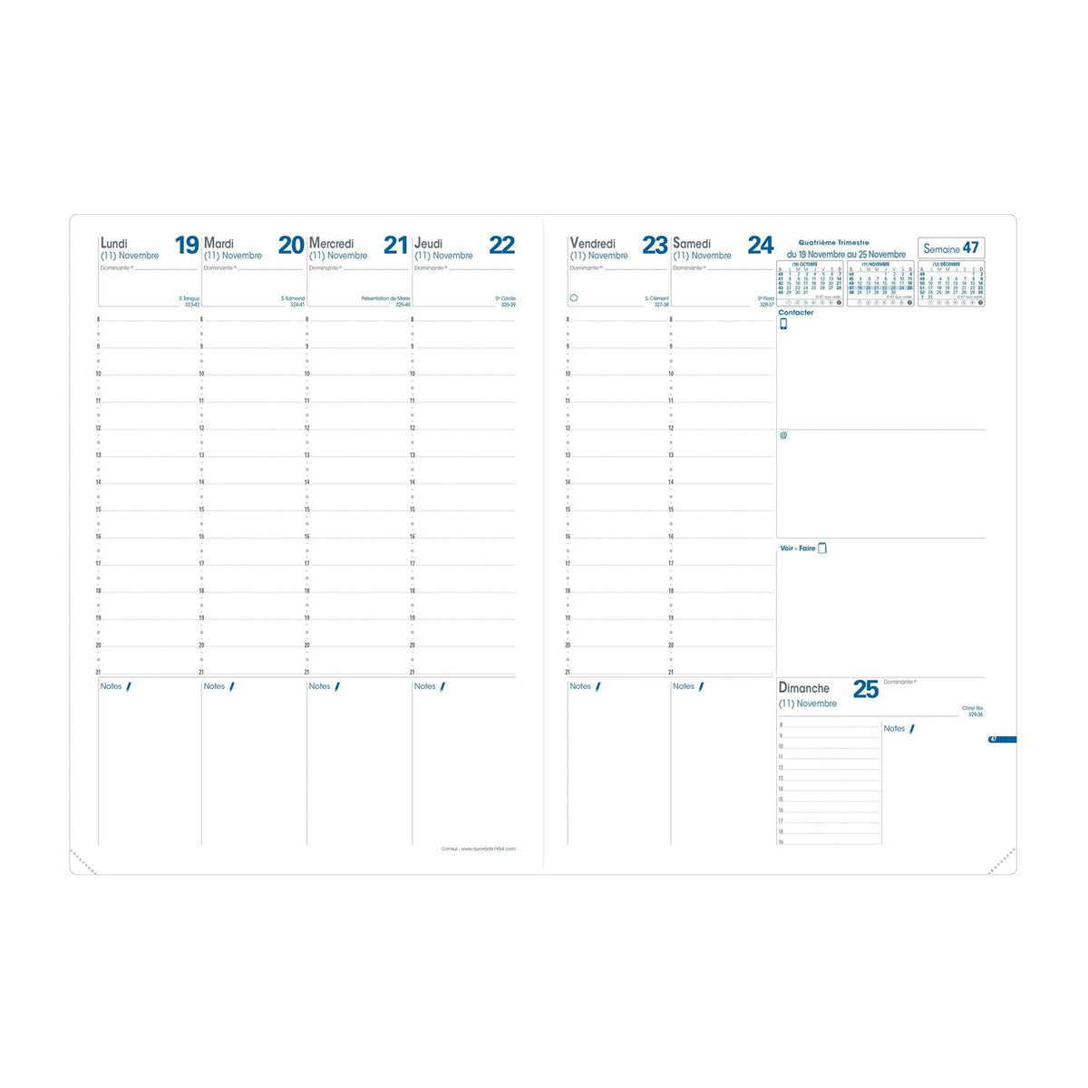 Agenda 2025 QUO VADIS Consul Impala - 1 semaine sur 2 pages - 21 x 29.7 cm - Bleu océan - 3371010482313