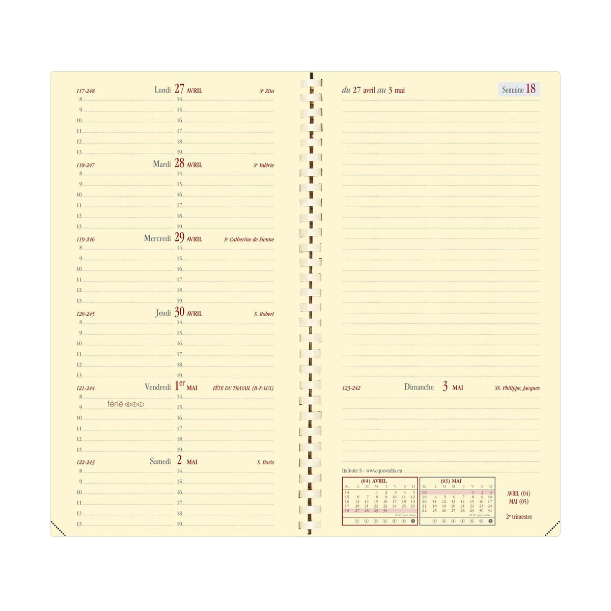 Agenda 2025 QUO VADIS Italnote S Marlow - 1 semaine + notes - 8.8 x 17 cm - Bleu nuit - 3371010498642