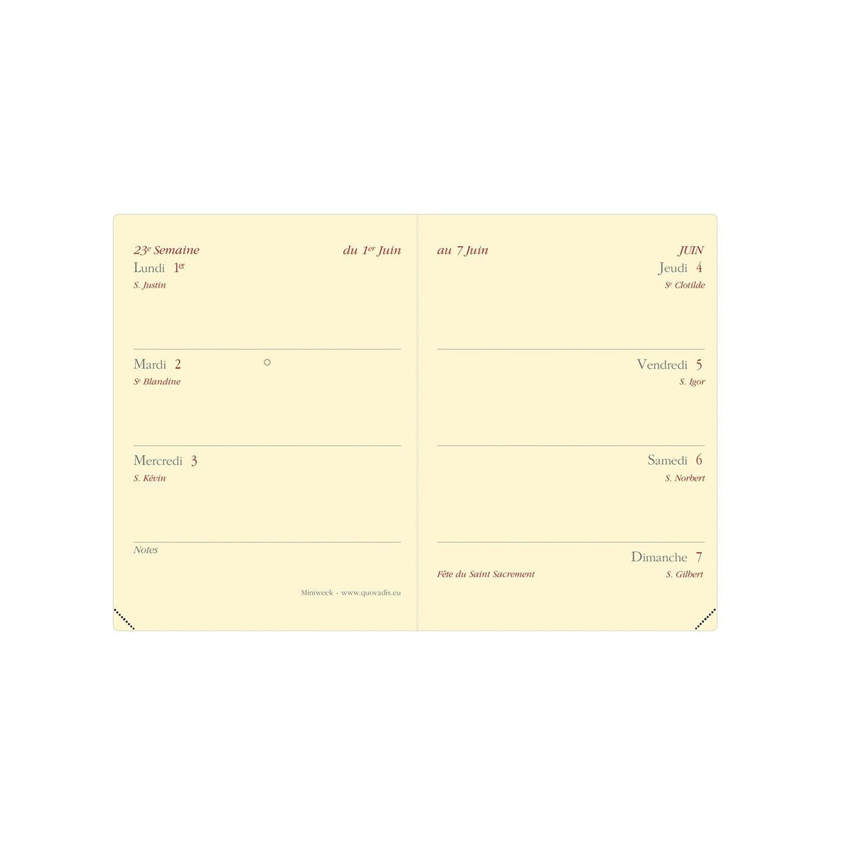 Agenda 2025 QUO VADIS Miniweek Impala - 1 semaine sur 2 pages - 7 x 10 cm - Bleu prusse - 3371010480173