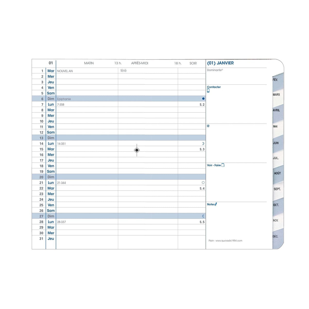 Agenda 2025 QUO VADIS Plain Club - Mensuel - 10 x 15 cm - Navy - 3371010476015