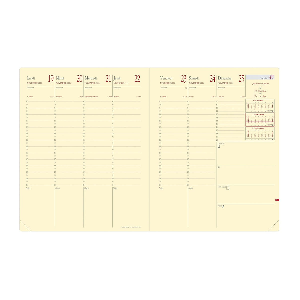 Agenda 2025 QUO VADIS Président Prestige Marlow - 1 semaine sur 2 pages - 21 x 27 cm - Bleu nuit - 3371010498697
