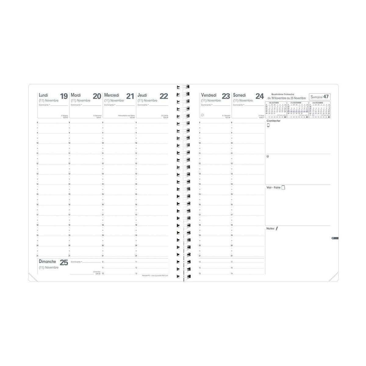 Agenda 2025 QUO VADIS Président S Club - 1 semaine sur 2 pages - 21 x 27 cm - Ciel - 3371010513109
