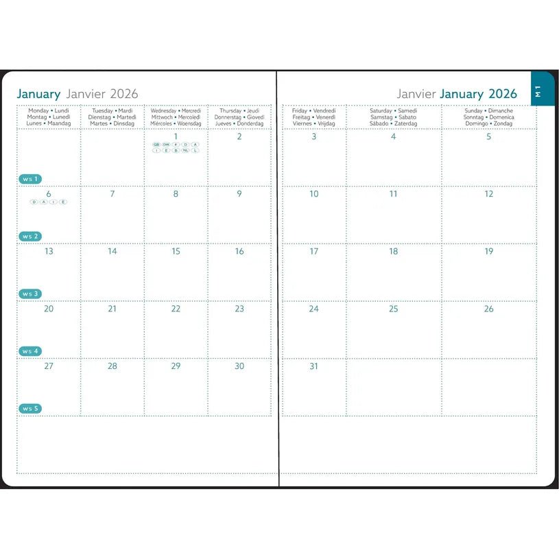 Agenda 2027 EXACOMPTA EasySlim 15 - 10 x 15 cm - Mensuel - Orientation horizontale - Ondine rose - 3660942088220