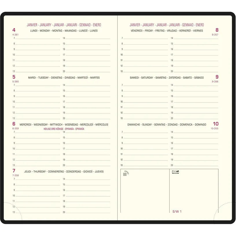 Agenda 2027 EXACOMPTA Eurotime 16 - 8,5 x 16 cm - 1 semaine sur 2 pages - Orientation horizontale - Lily abricot - 3660942090940