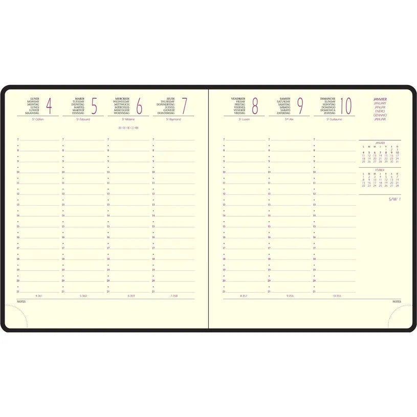 Agenda 2027 EXACOMPTA Eurotime 18 - 15 x 17 cm - 1 semaine sur 2 pages - Orientation verticale - Winner noir - 3660942016827