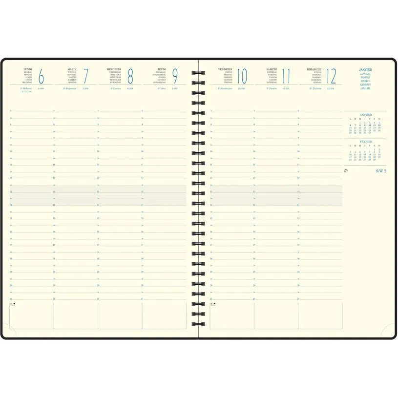 Agenda 2027 EXACOMPTA Eurotime 29S - 21 x 29,7 cm - 1 semaine sur 2 pages - Orientation verticale - Swan orange - 3660942060967