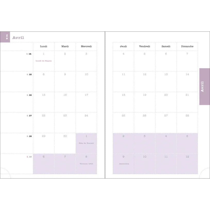 Agenda 2027 EXACOMPTA Lady 20 - 15 x 21 cm - 1 semaine + notes - Orientation horizontale - Eden lilas - 3660942091299