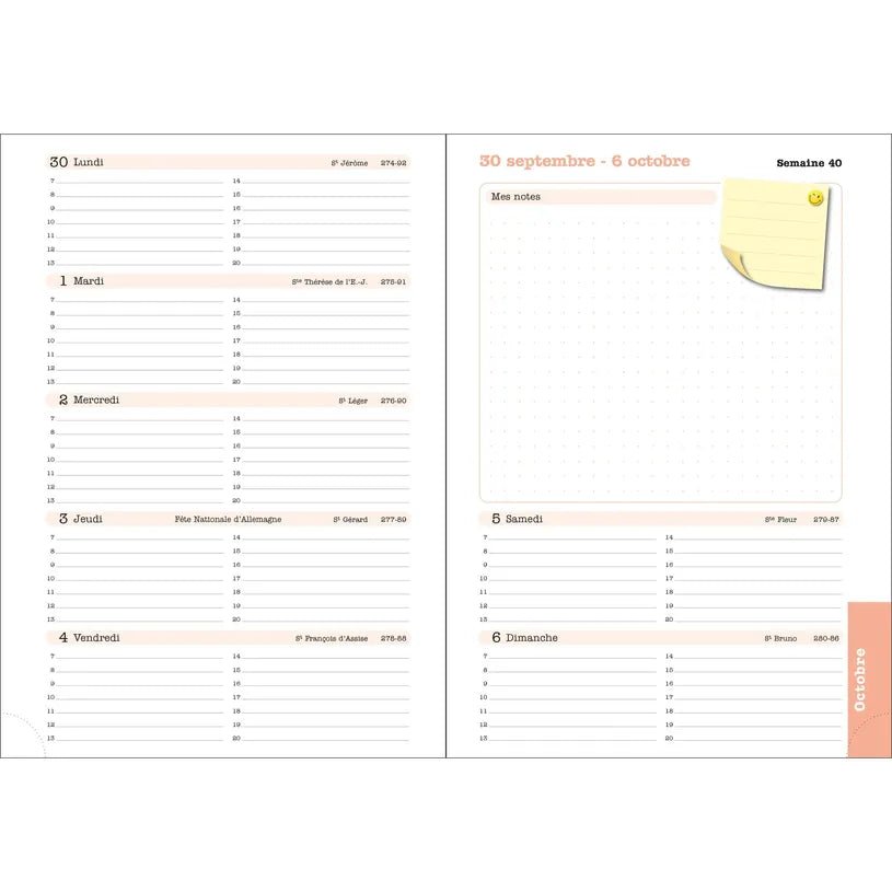 Agenda 2027 EXACOMPTA Lady 20 - 15 x 21 cm - 1 semaine + notes - Orientation horizontale - Eden lilas - 3660942091299