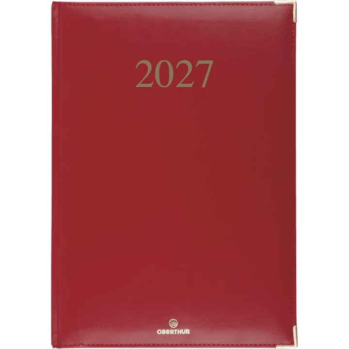 Agenda 2027 OBERTHUR Kiev - 21 x 27 cm - 1 semaine sur 2 pages - Orientation verticale - Rouge - 3664447229836