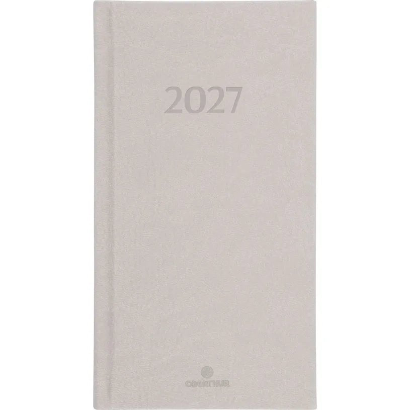 Agenda 2027 OBERTHUR London - 9 x 16,5 cm - 1 semaine sur 2 pages - Orientation horizontale - Gris clair - 3664447232034