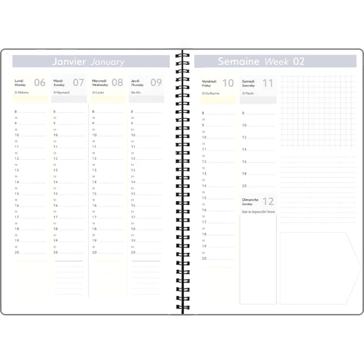Agenda 2027 OBERTHUR Primrose - 16 x 24 cm - 1 semaine sur 2 pages - Orientation verticale - Bois de rose - 3664447229362