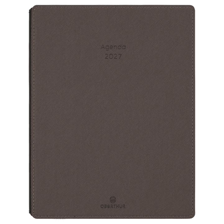 Agenda 2027 OBERTHUR Stan - 19 x 24 cm - 1 semaine + notes - Orientation horizontale - Taupe - 3664447234946