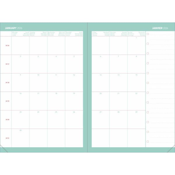 Agenda 2027 QUO VADIS Affaires Color - 10 x 15 cm - 1 semaine sur 2 pages - Orientation verticale - Pastel rose - 3371010535699