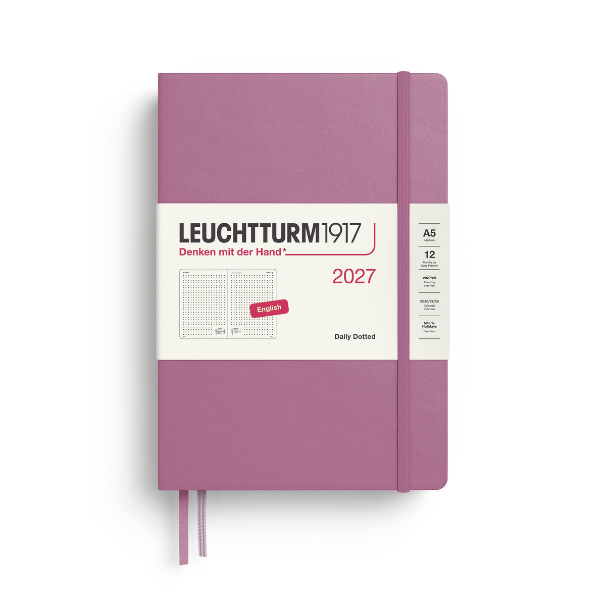 Agenda Journalier Pointillé 2027 LEUCHTTURM1917, Anglais - A5 - Hardcover - Dusty Rose - 4070292003207