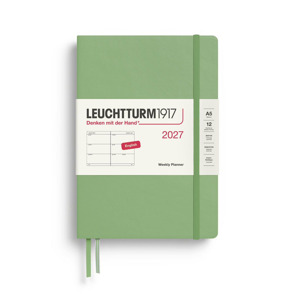 Agenda Semainier 2027 LEUCHTTURM1917, Anglais - A5 - Hardcover - Sage - 4070292002583