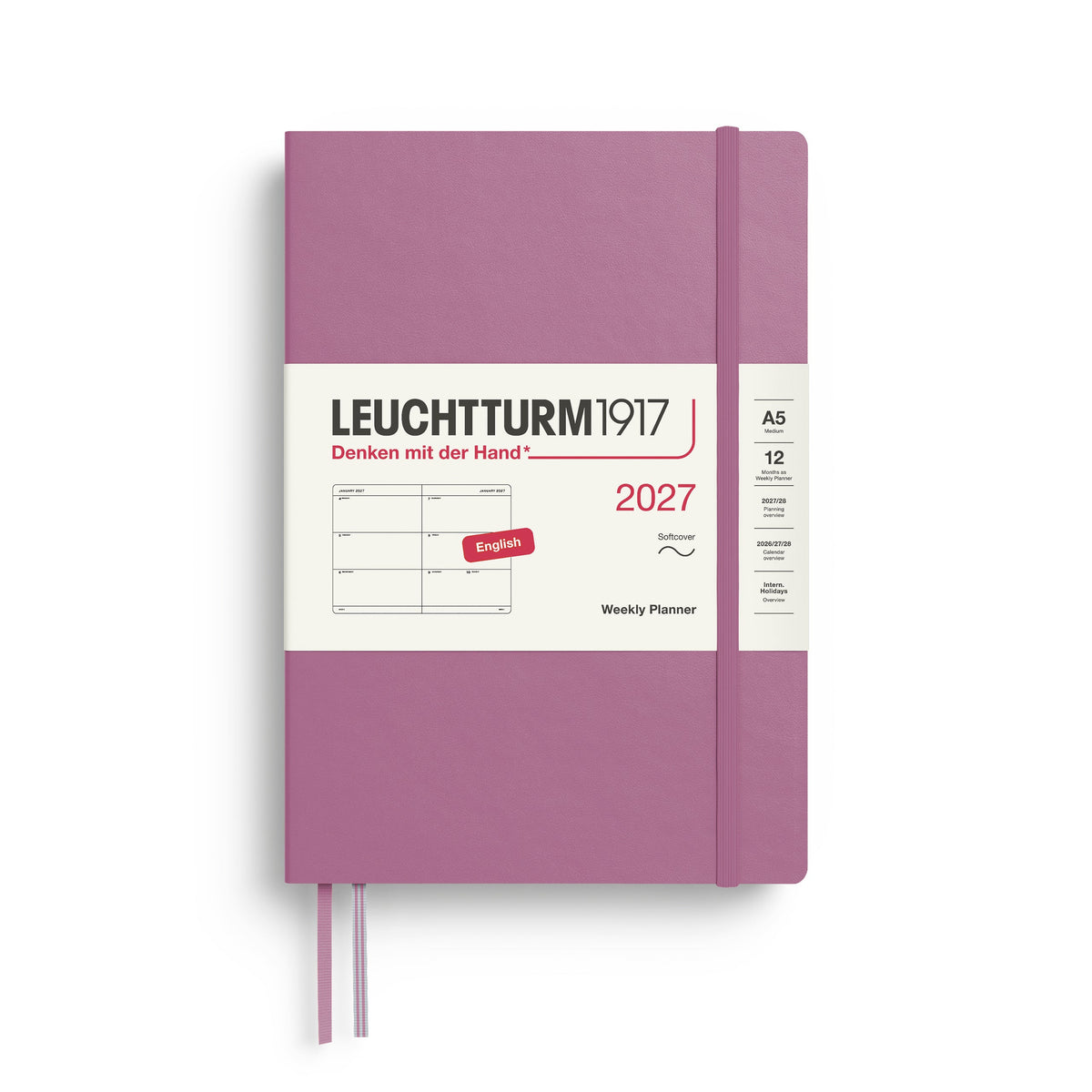 Agenda Semainier 2027 LEUCHTTURM1917, Anglais - A5 - Softcover - Dusty Rose - 4070292002804