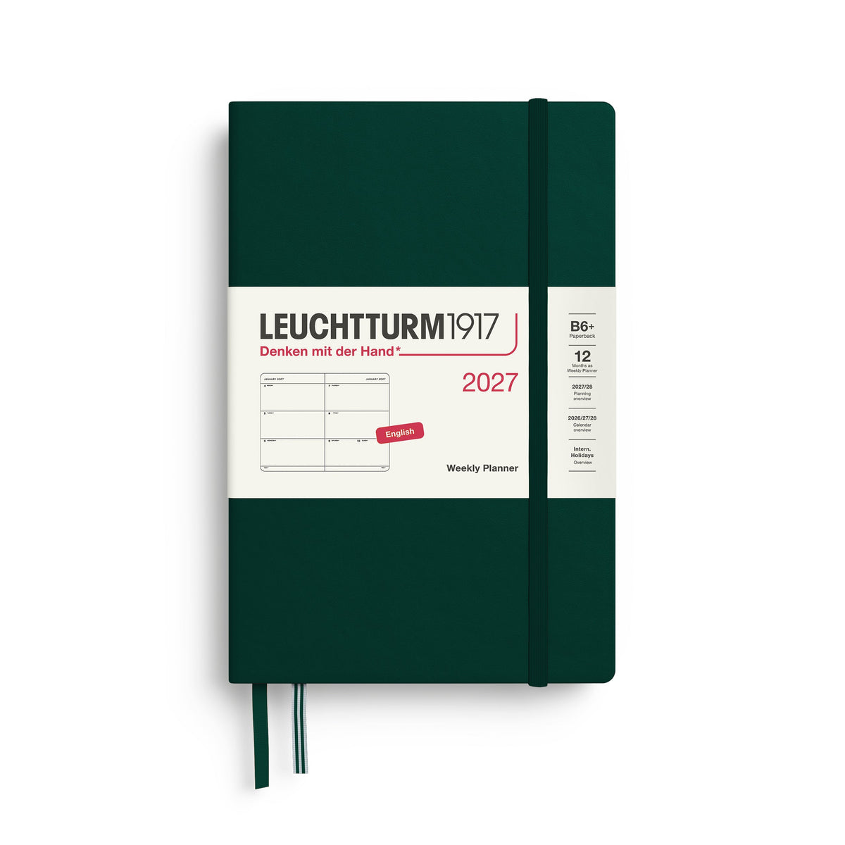 Agenda Semainier 2027 LEUCHTTURM1917, Anglais - B6+ - Hardcover - Forest Green - 4070292002668