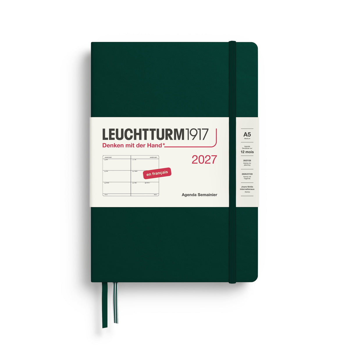 Agenda Semainier 2027 LEUCHTTURM1917, Français - A5 - Hardcover - Forest Green - 4070292003917