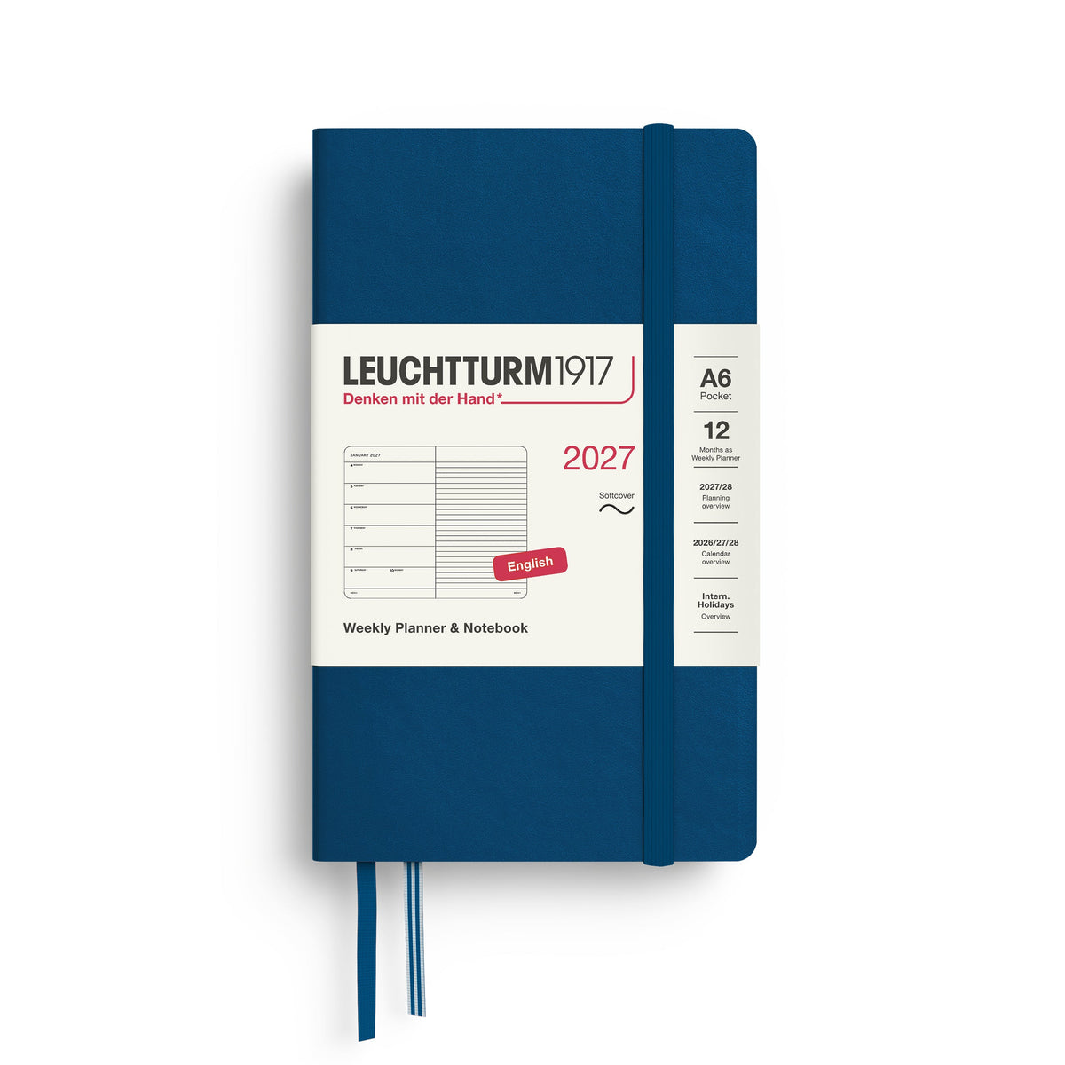 Agenda Semainier & Note Ligné 2027 LEUCHTTURM1917, Anglais - A6 - Softcover - Indigo - 4070292002422