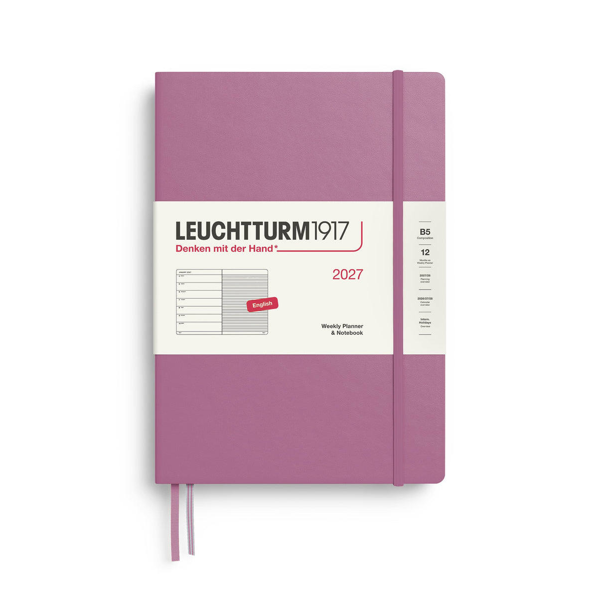 Agenda Semainier & Note Ligné 2027 LEUCHTTURM1917, Anglais - B5 - Hardcover - Dusty Rose - 4070292001920