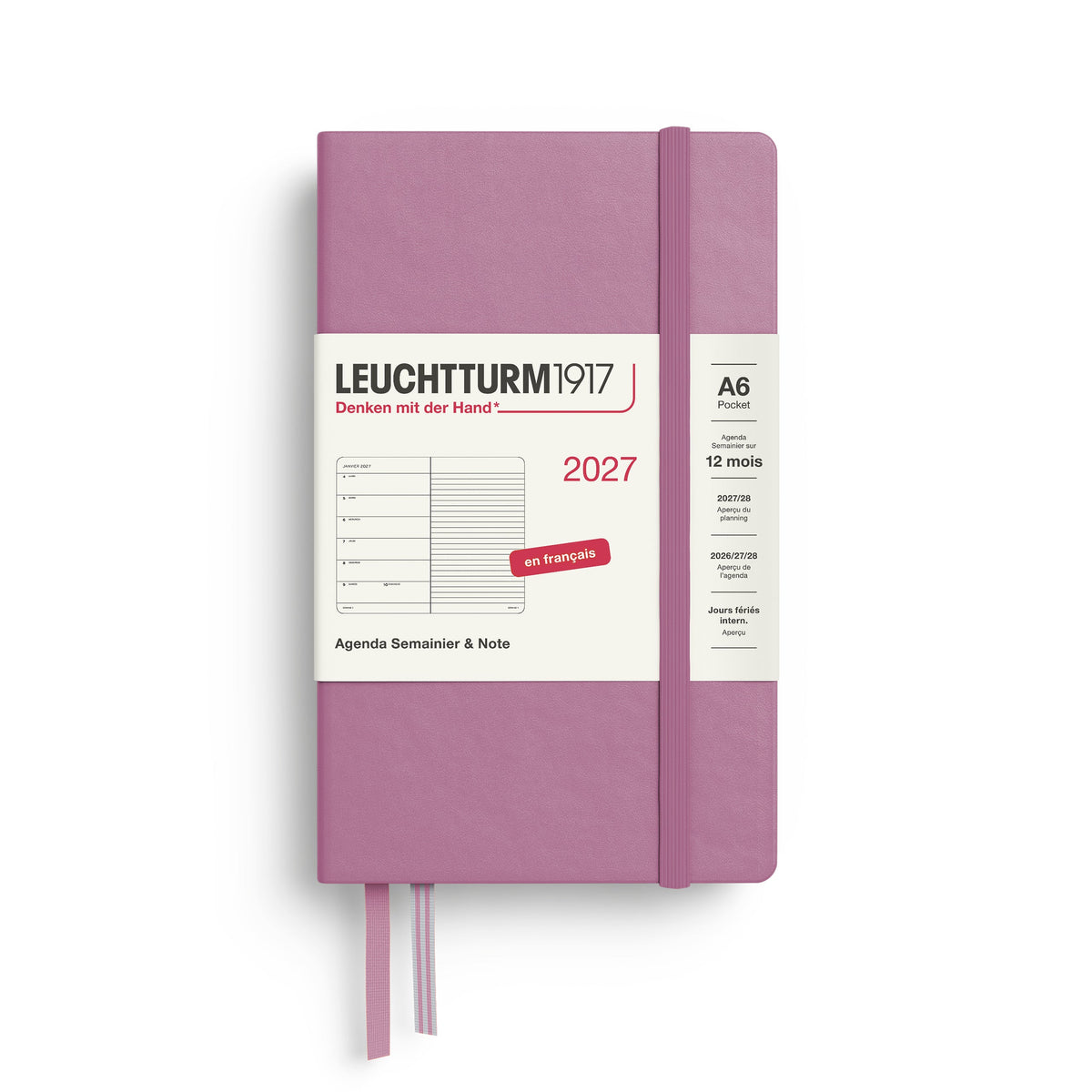Agenda Semainier & Note Ligné 2027 LEUCHTTURM1917, Français - A6 - Hardcover - Dusty Rose - 4070292003702