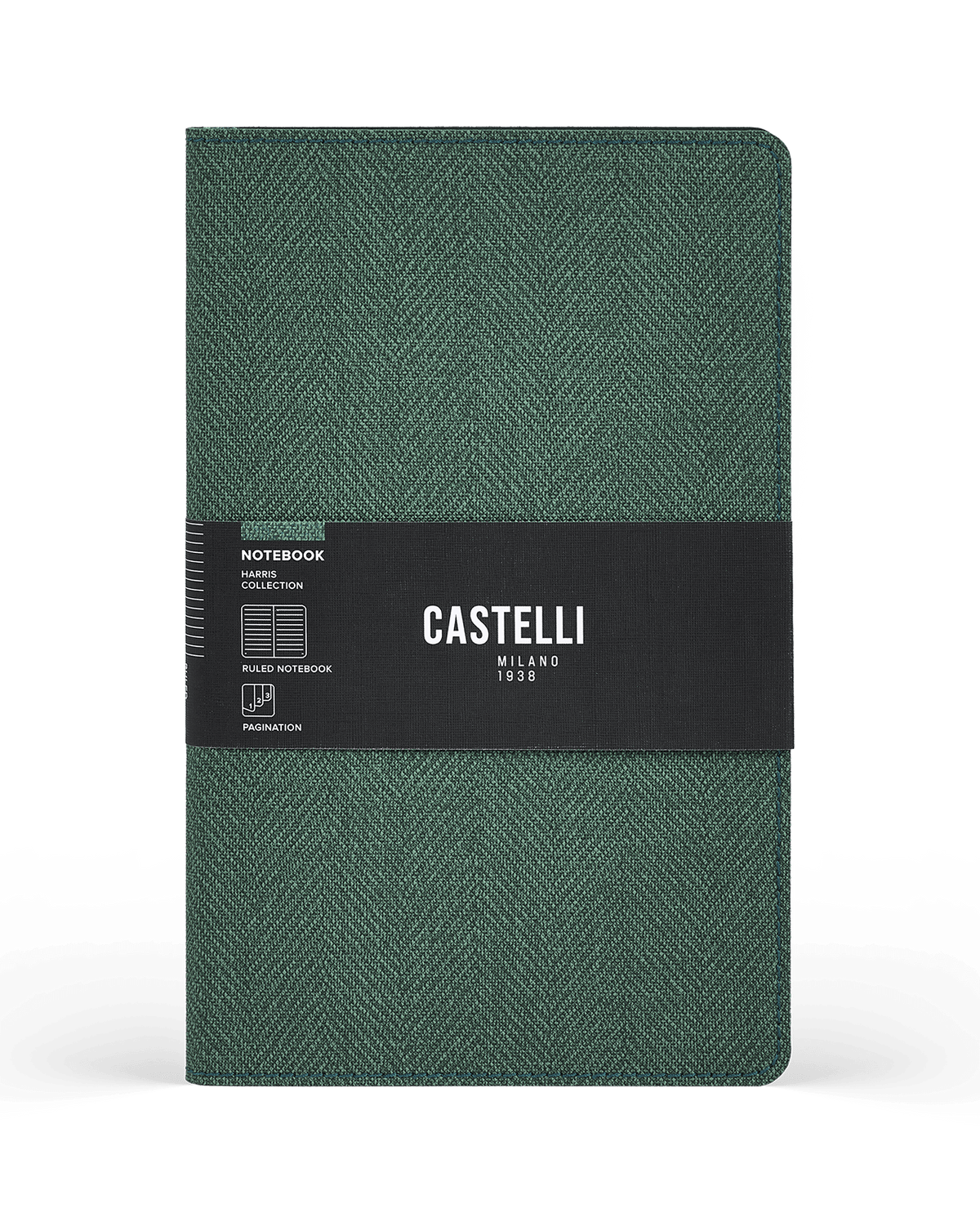 Carnet CASTELLI MILANO Harris - 9 x 14 cm - Softcover - Ligné - Forest Green - 8056149955697