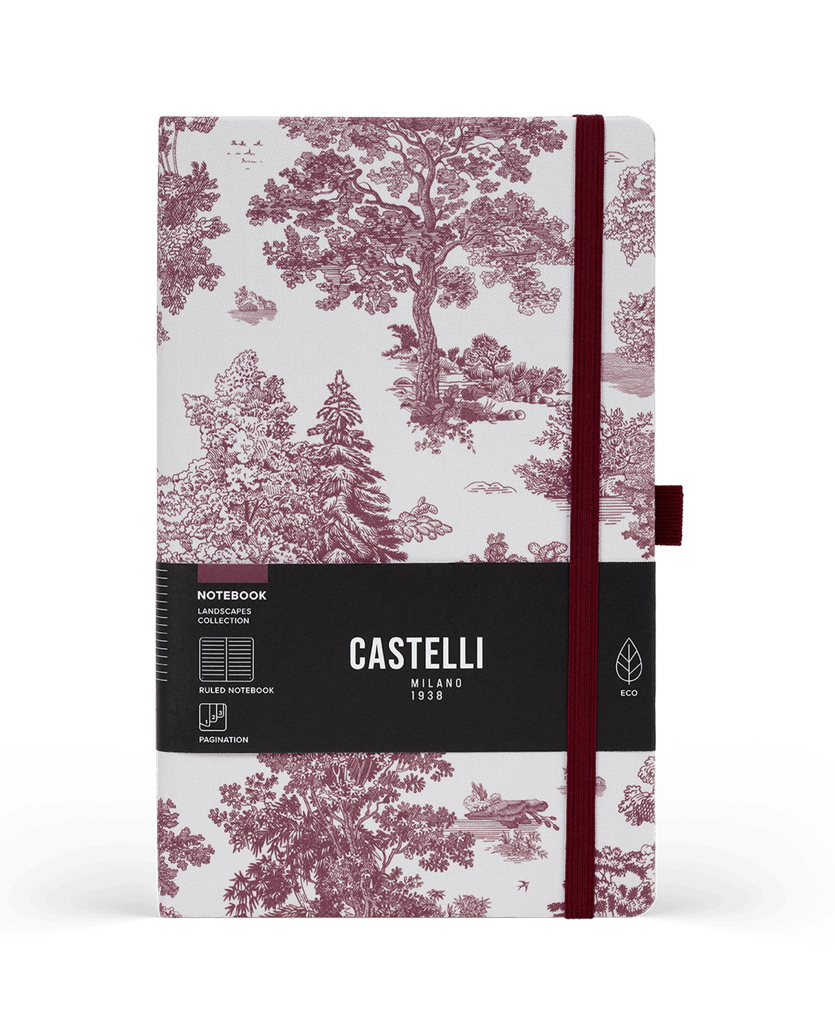 Carnet CASTELLI MILANO Landscapes - 13 x 21 cm - Hardcover - Ligné - Rosewood - 8056149959879