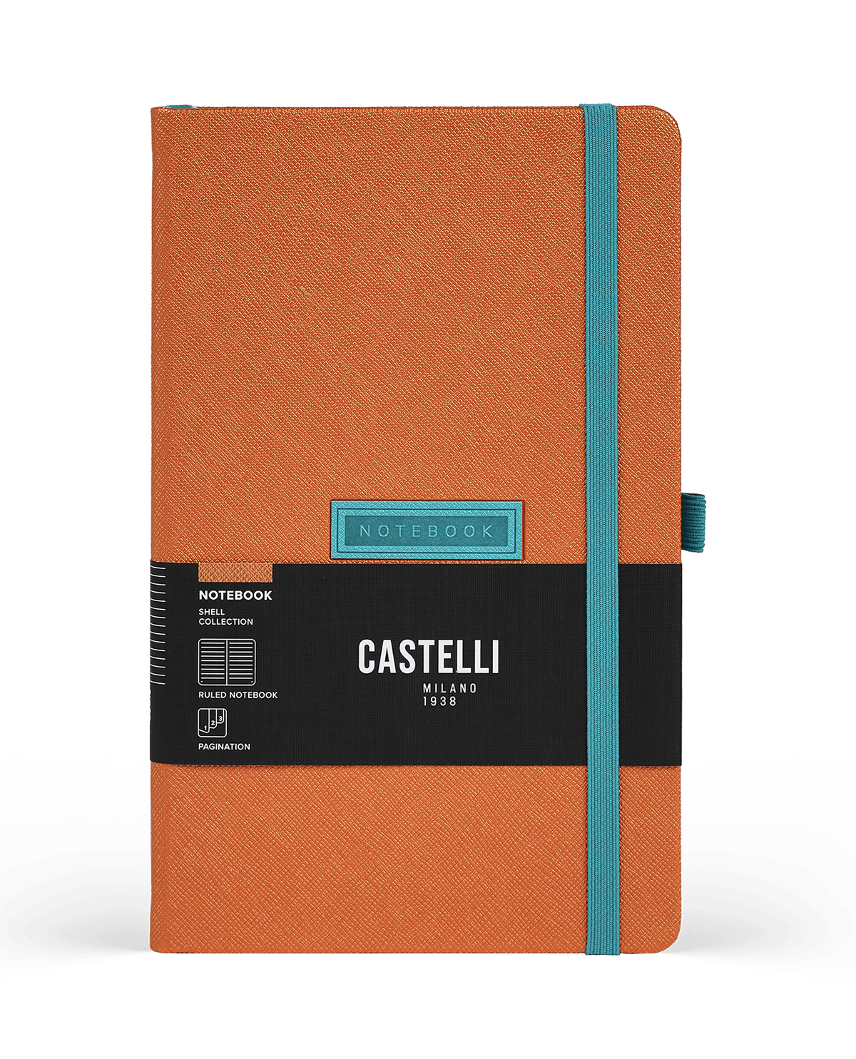Carnet CASTELLI MILANO Shell - 13 x 21 cm - Hardcover - Ligné - Tangerine - 8056149956465