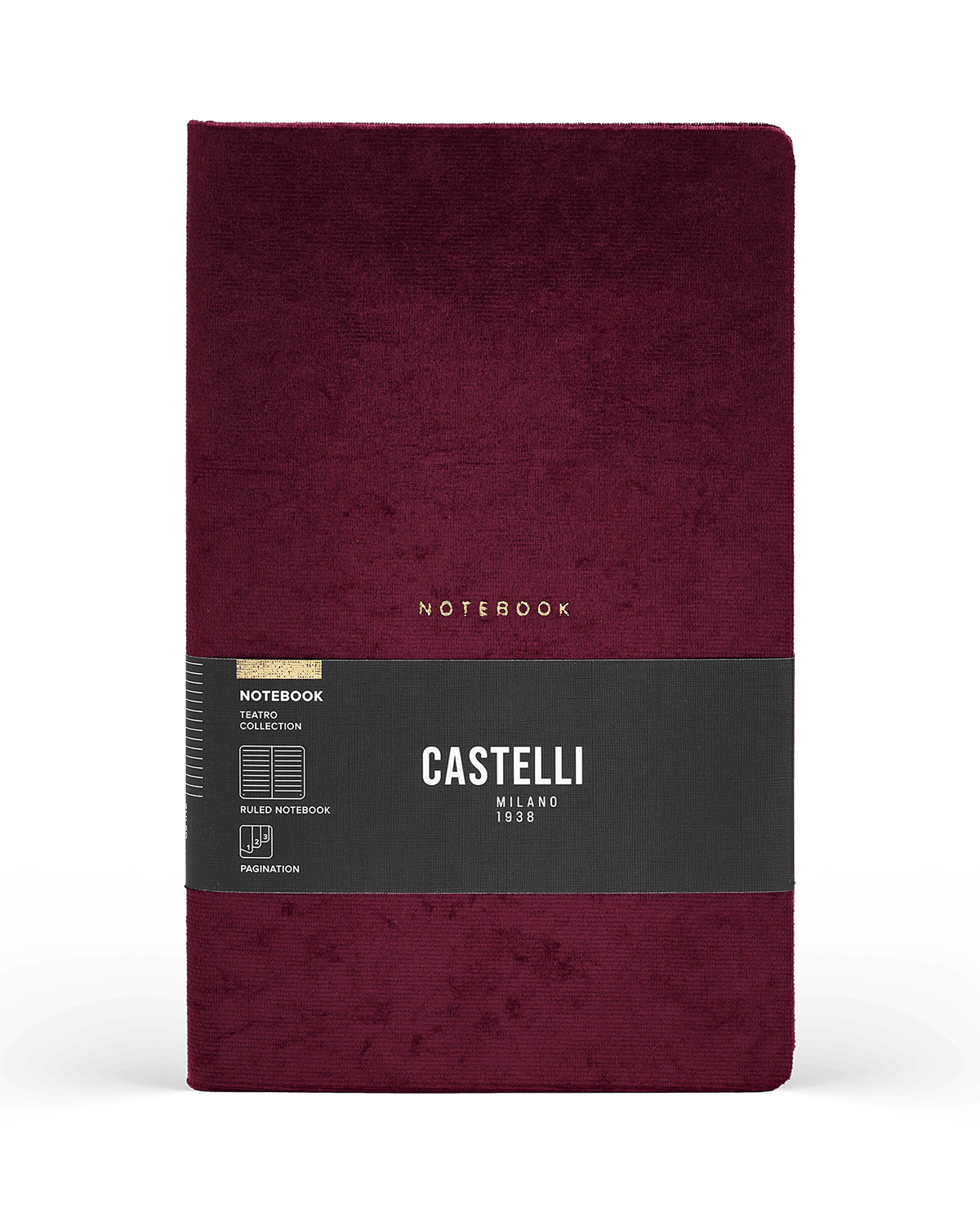 Carnet CASTELLI MILANO Teatro - 13 x 21 cm - Hardcover - Ligné - Burgundy - 8056149956151