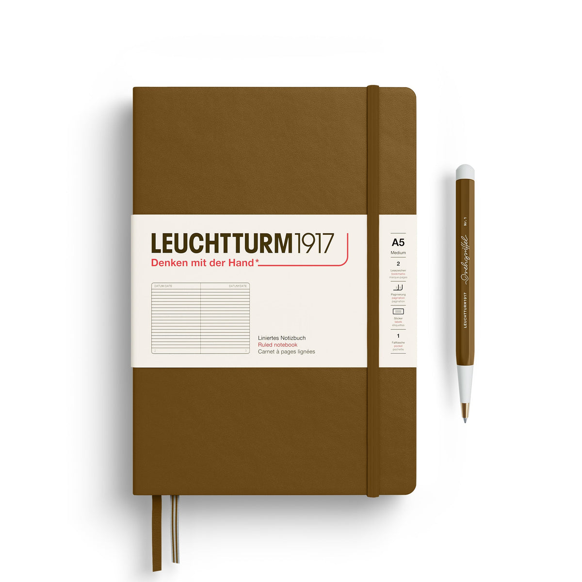 Carnet LEUCHTTURM1917 Classic - A5 - Hardcover - Ligné - Spice Brown - 4004117661372