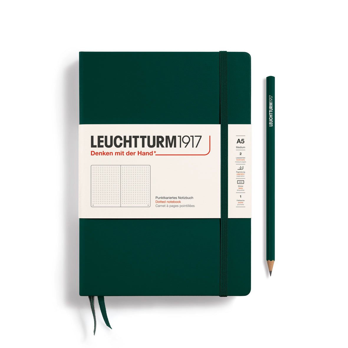Carnet LEUCHTTURM1917 Classic - A5 - Hardcover - Pointillé - Forest Green - 4004117625930