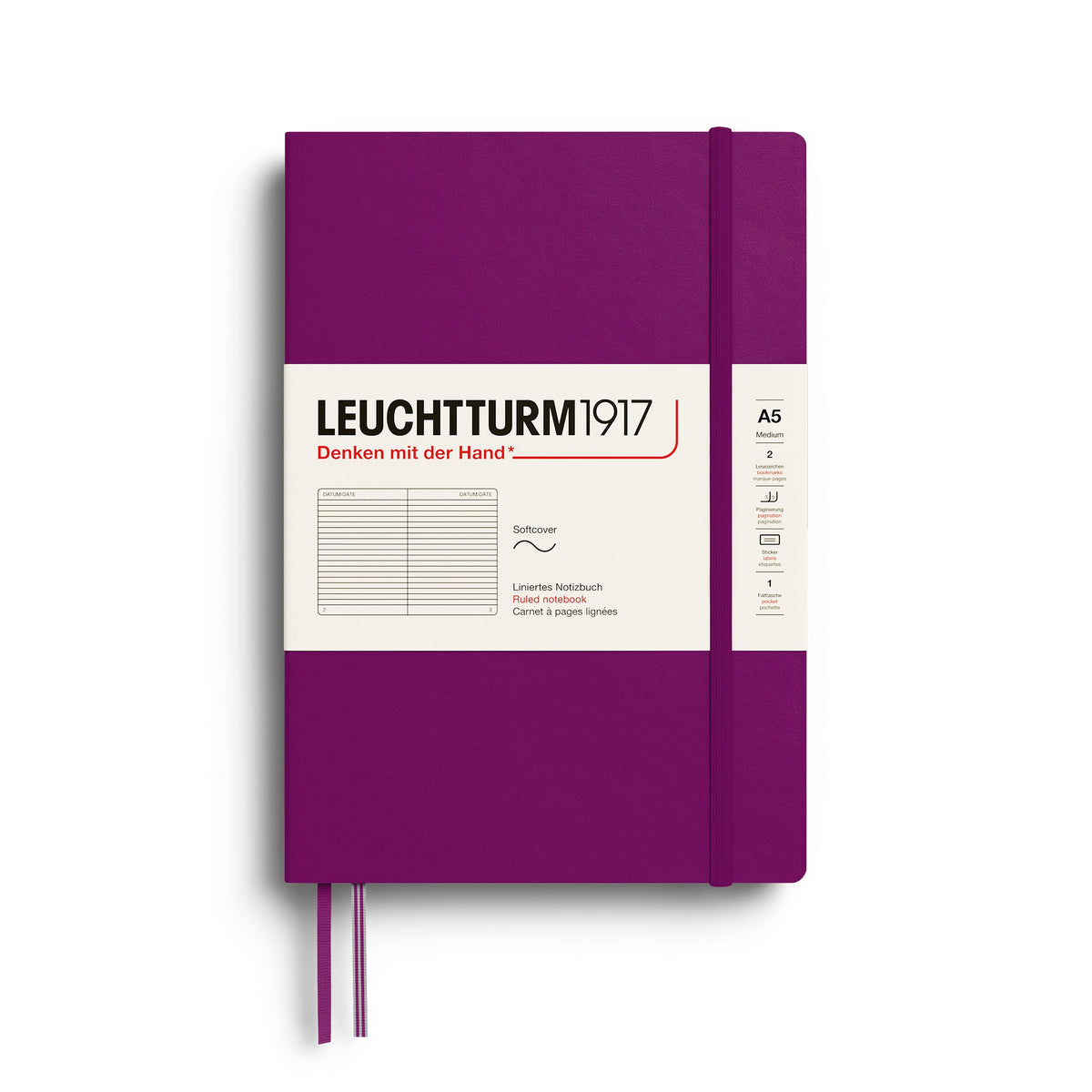 Carnet LEUCHTTURM1917 Classic - A5 - Softcover - Ligné - Burgundy - 4070292008394
