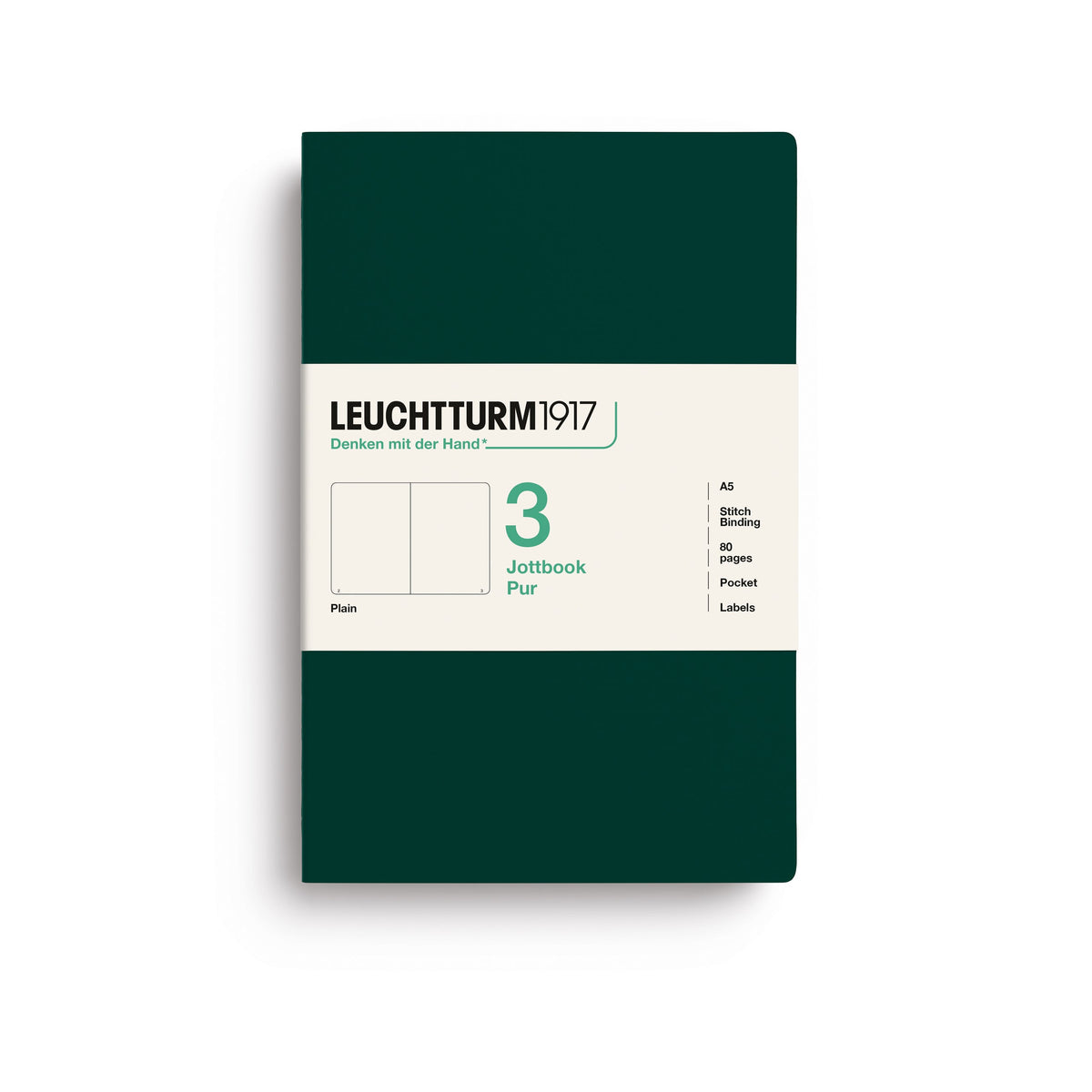 Carnet LEUCHTTURM1917 Jottbook Pur - A5 - Softcover - Uni - Forest Green - 4070292006192