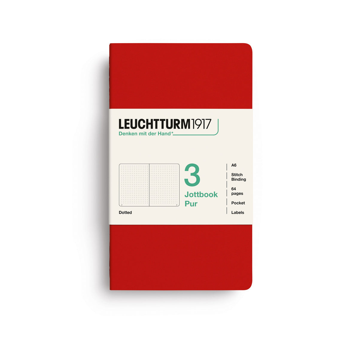 Carnet LEUCHTTURM1917 Jottbook Pur - A6 - Softcover - Pointillé - Cherry - 4070292006482