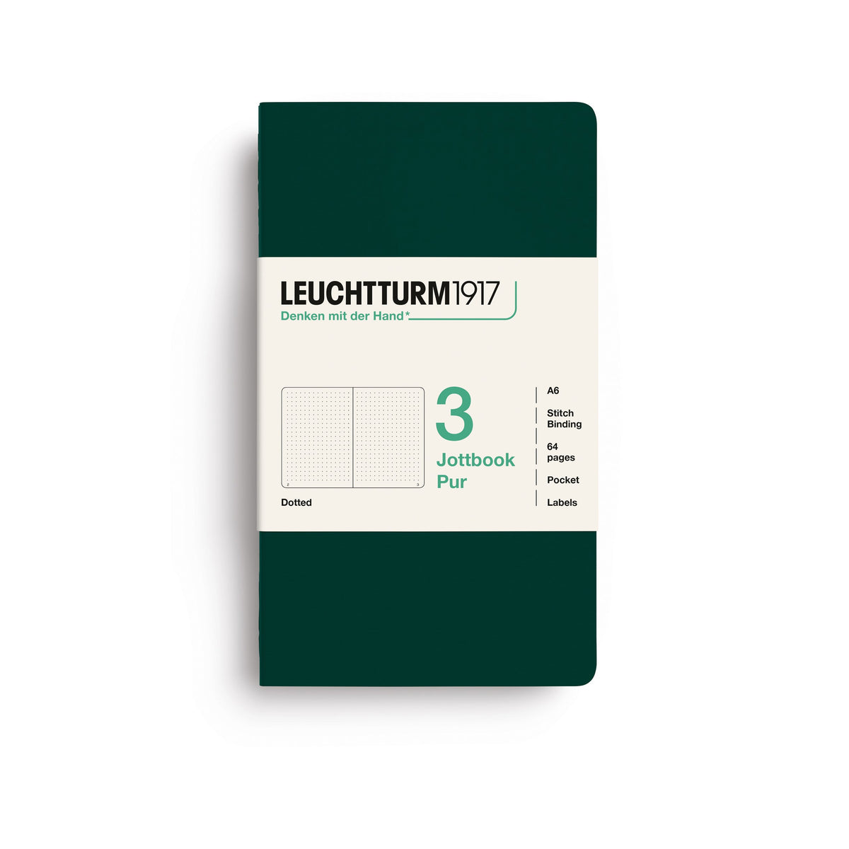 Carnet LEUCHTTURM1917 Jottbook Pur - A6 - Softcover - Pointillé - Forest Green - 4070292006505