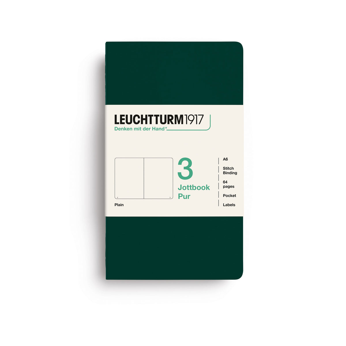 Carnet LEUCHTTURM1917 Jottbook Pur - A6 - Softcover - Uni - Forest Green - 4070292006420