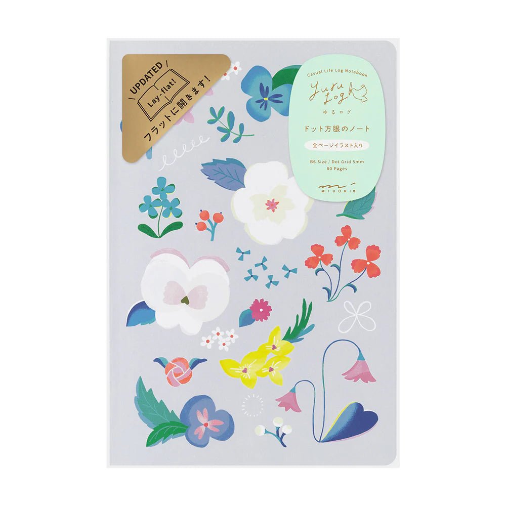 Carnet MIDORI Notebook Yuru Log - B6 - Pointillé - Fleurs -