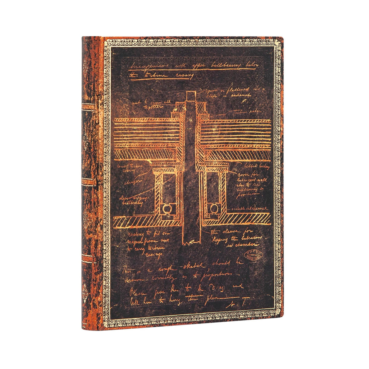 Carnet PAPERBLANKS Tesla, Croquis d'une Turbine - Midi - Softcover - Ligné - 240p - 9781439764350