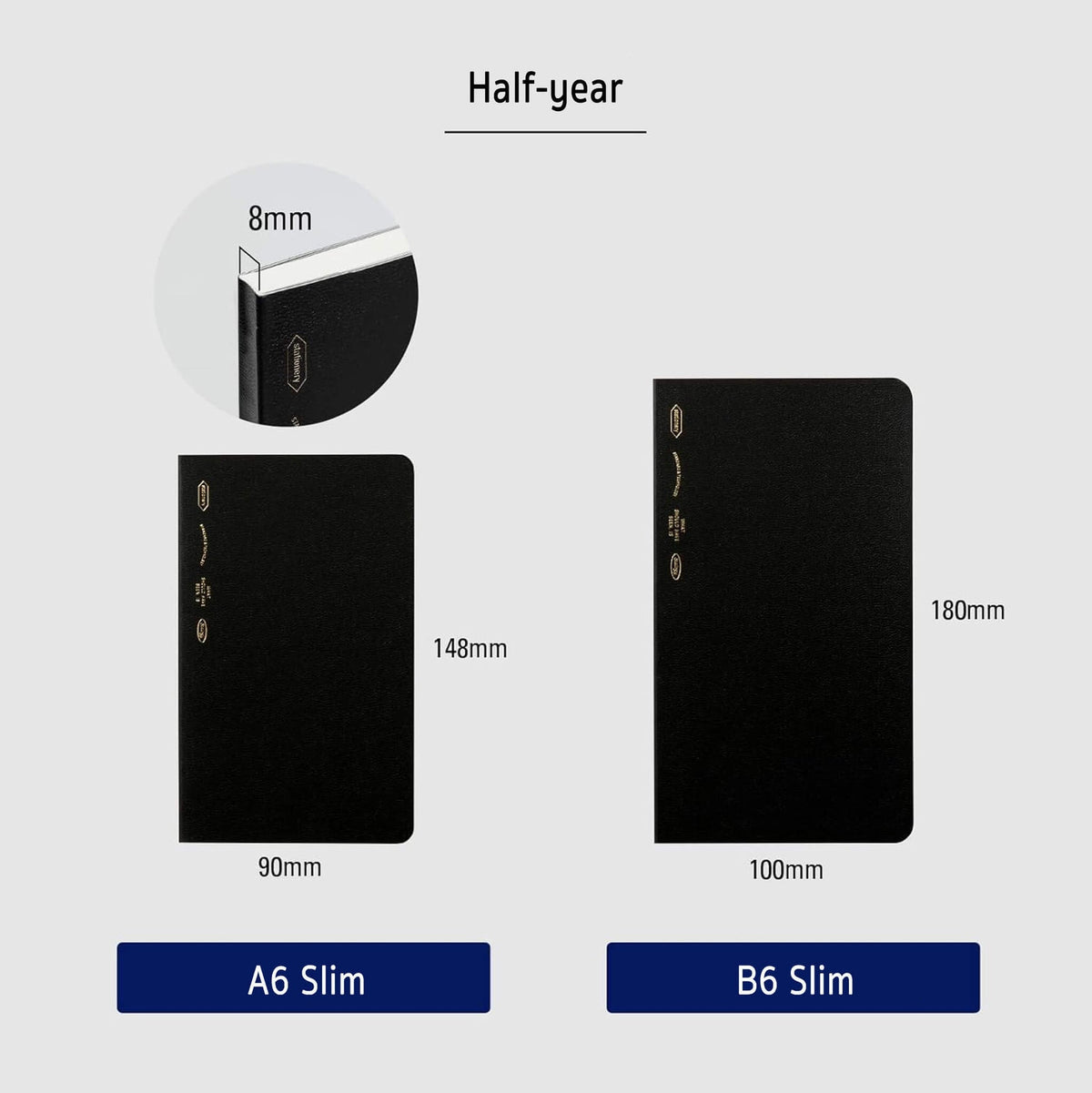 Carnet STÁLOGY 1/2 Year Notebook - A6 Slim - Softcover - Quadrillé - Black - 4904140081867