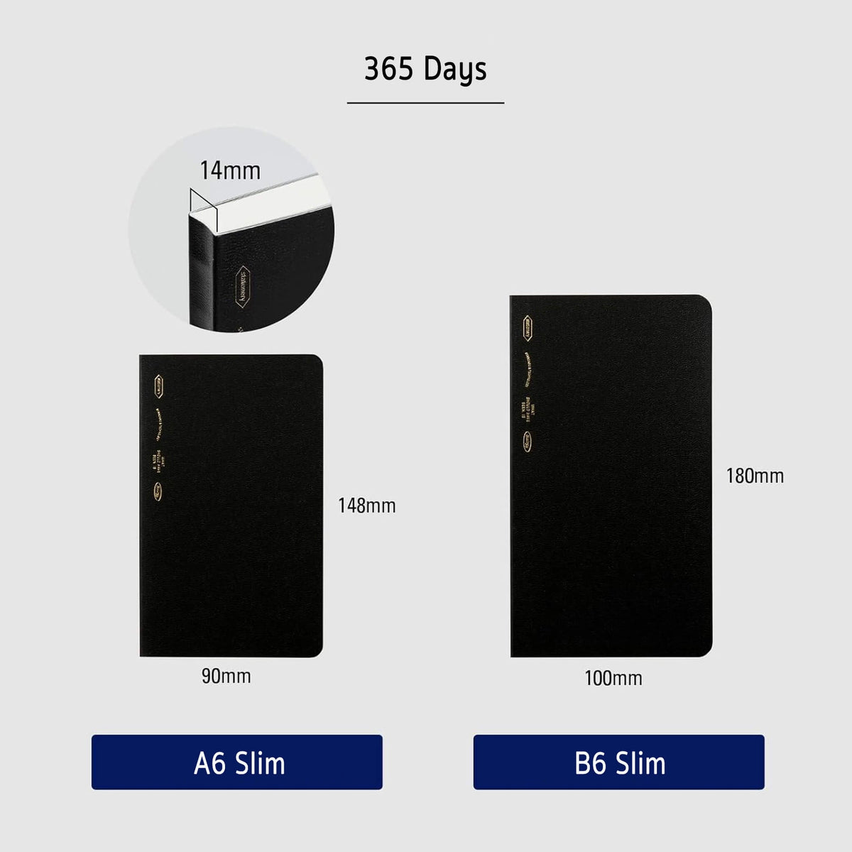 Carnet STÁLOGY 365Days Notebook - A6 Slim - Softcover - Quadrillé - Black - 4904140081850