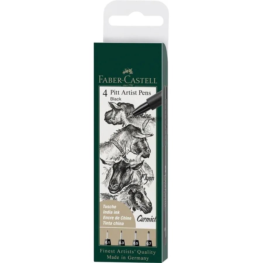 Feutres pigmentés PITT ARTIST PENS - Étui 4 feutres noirs XS/S/F/M - FABER - CASTELL - 4005401671152