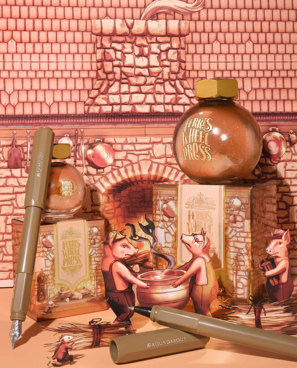 Flacon d'encre FERRIS WHEEL PRESS - FerriTales - The Three Little Pigs | Oinking Embers (20ml) - 818351003355