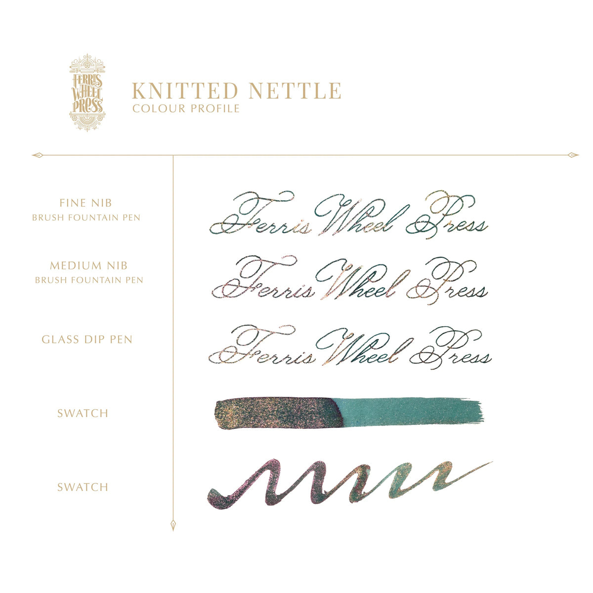 Flacon d'encre FERRIS WHEEL PRESS - FerriTales - The Wild Swans | Knitted Nettle (20ml) - 818351002877