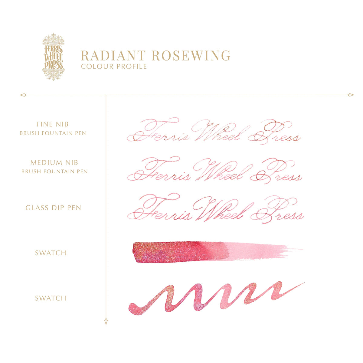 Flacon d'encre FERRIS WHEEL PRESS - FerriTales - The Wild Swans | Radiant Rosewing (20ml) - 818351002860