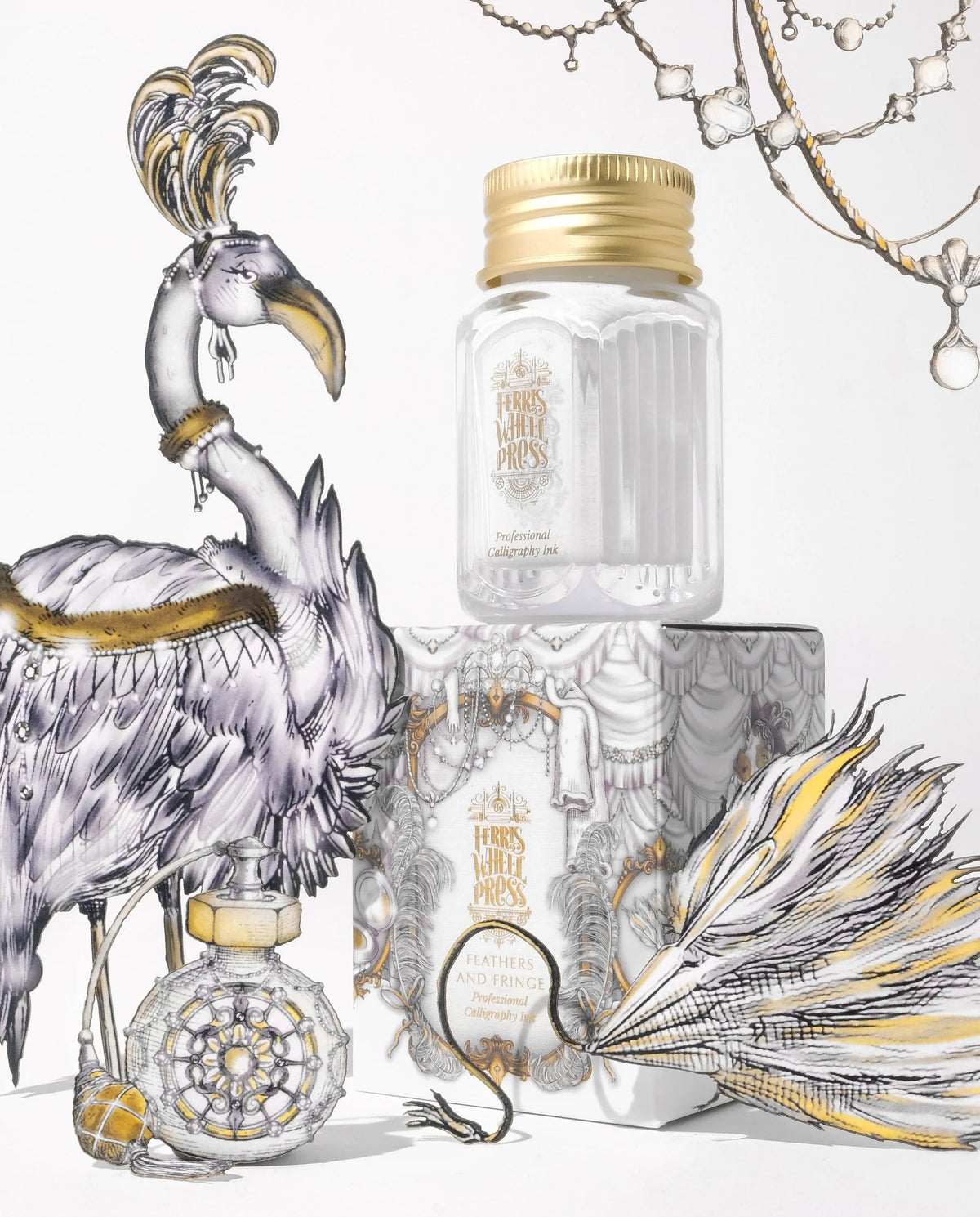 Flacon d'encre FERRIS WHEEL PRESS - Professional Calligraphy Ink - Feathers and Fringe (28ml) - 818351005489